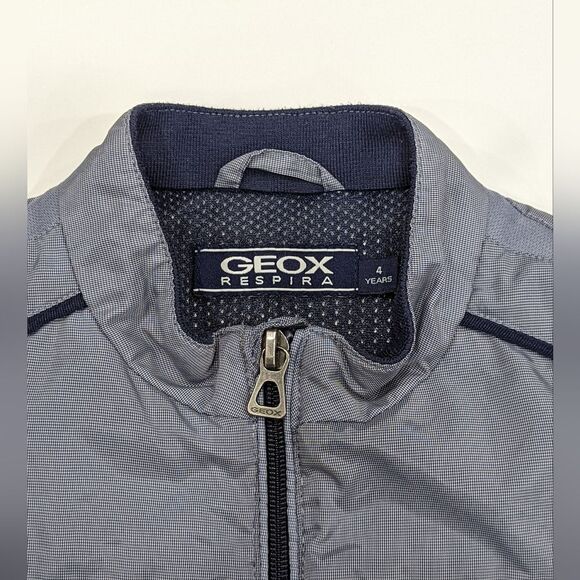 Geox Respira Blue Gray Neutral Bomber Jacket Coat Fall Winter Layer Boys Size 4 - Picture 4 of 8
